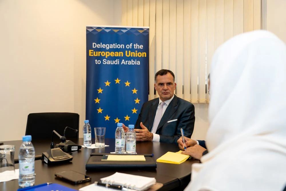Christophe Farnaud said that the Gulf Cooperation Council and the EU must work together in an attempt to improve stability in the Arab region. (AN Photo/Abdulrahman Shalhoub)