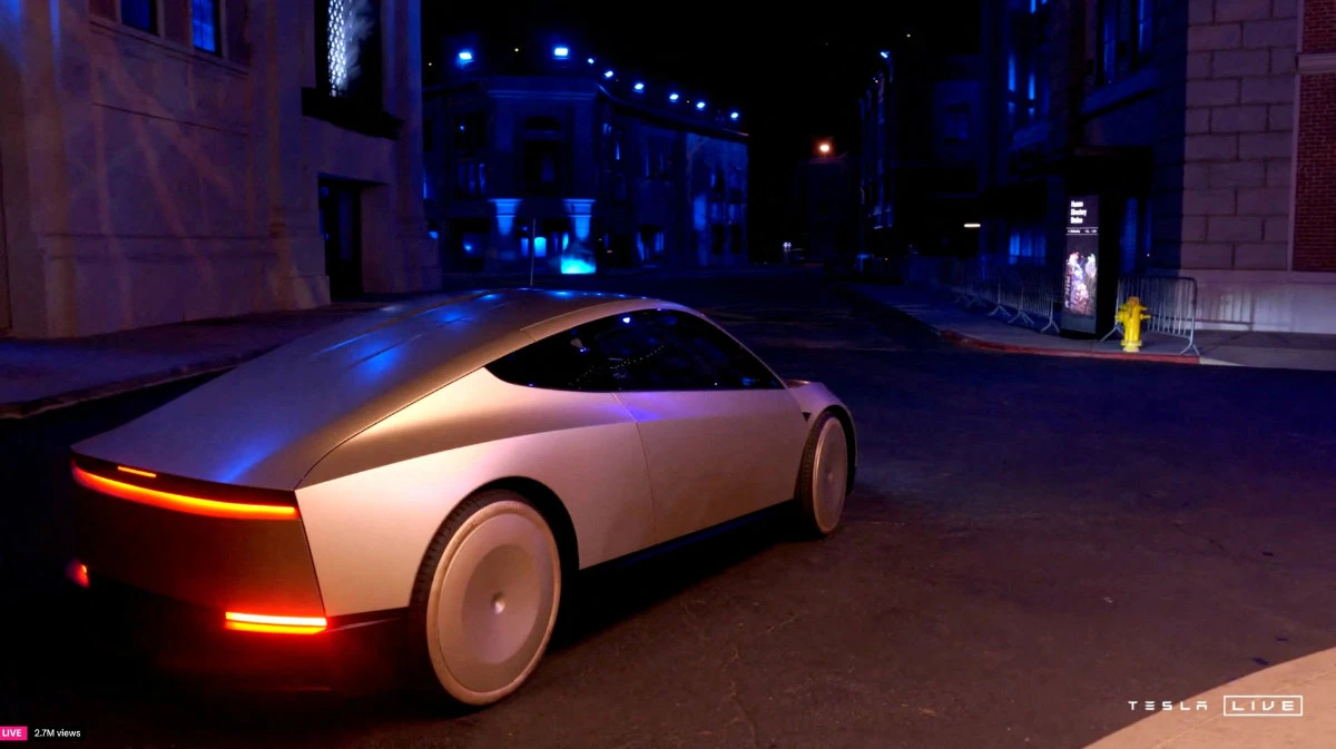 In this still image taken from video, Tesla CEO and X owner Elon Musk rides in Tesla's robotaxi at an unveiling event in Los Angeles, California, on October 10, 2024o. (Tesla/Handout via REUTERS)