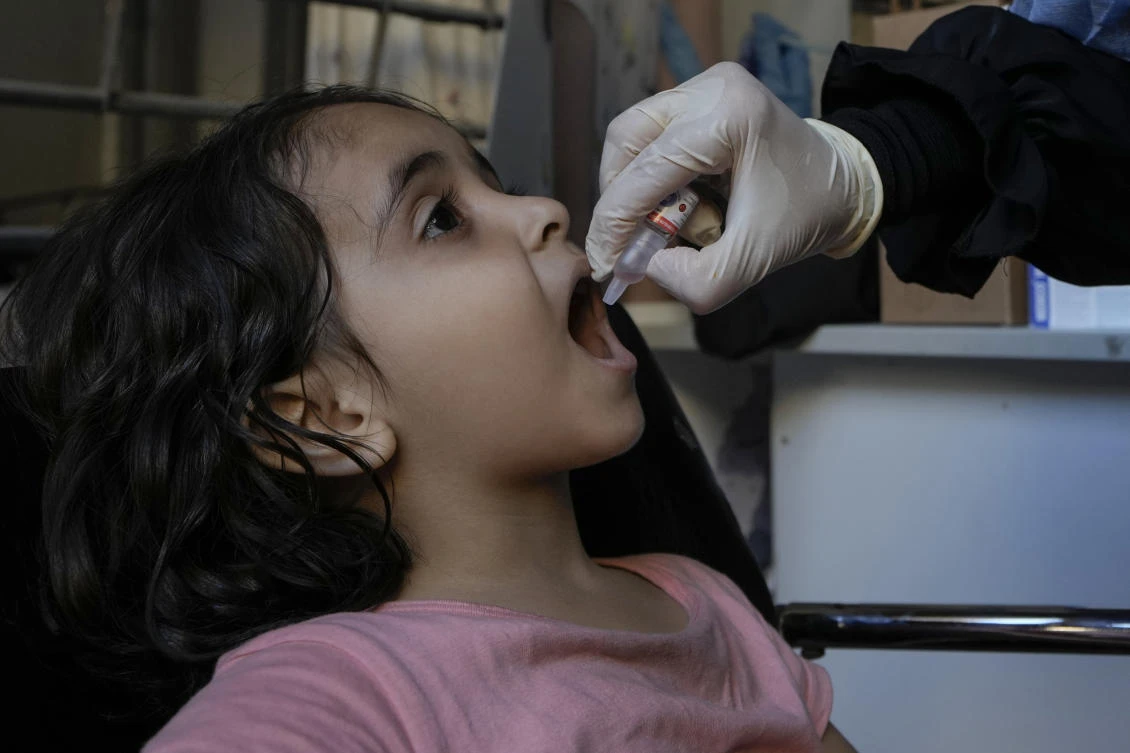 The United Nations agencies are gearing up to start providing follow-up doses to some 591,700 children under the age of 10 across Gaza from Monday. (AP)