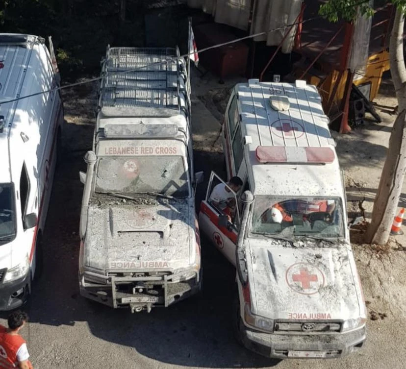 Lebanese Red Cross said its paramedics were hit by a strike on Sunday while attending the site of an earlier attack in south Lebanon. (@RedCrossLebanon)