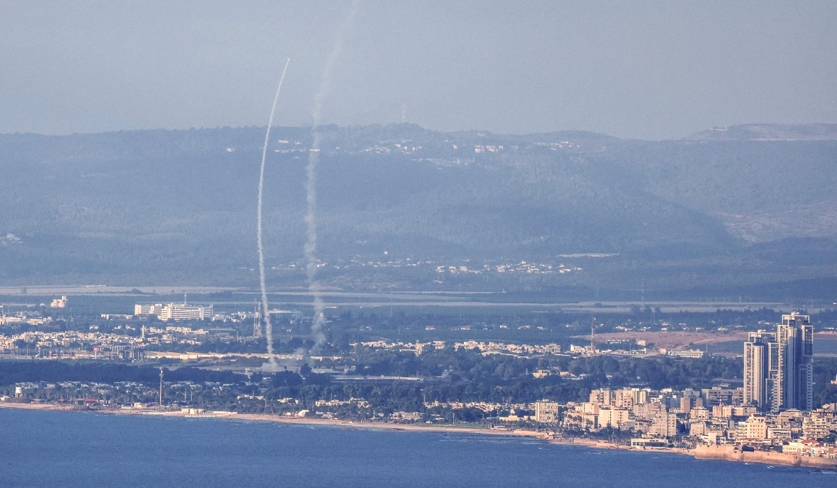 Israel's Iron Dome air defence system intercepts rockets fired from Lebanon, near Acre in northern Israel on October 11, 2024. (AFP)