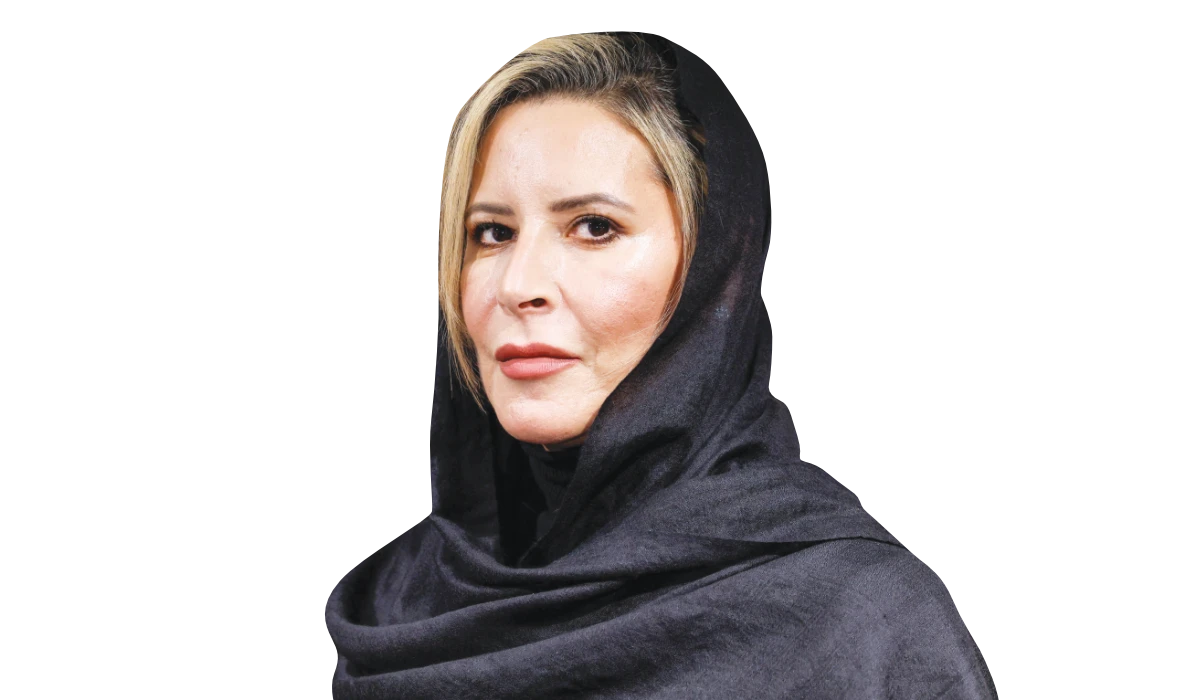 Aisha Gaddafi, daughter of Libya's former leader Muammar Gaddafi, attends an exhibition of her artworks in Moscow, Russia October 17, 2024. (REUTERS)