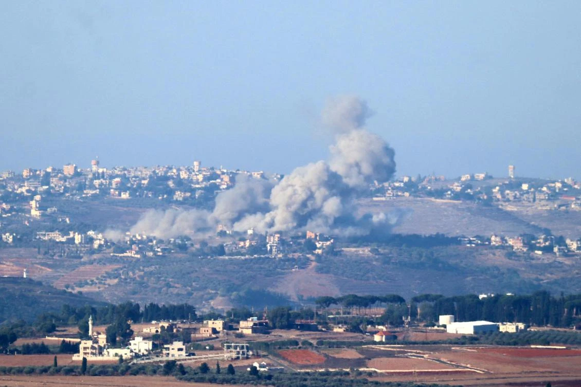 Smoke billows following an Israeli airstrike on the southern Lebanese city of Nabatiyeh on October 20, 2024, amid the ongoing war between Hezbollah and Israel. (AFP)