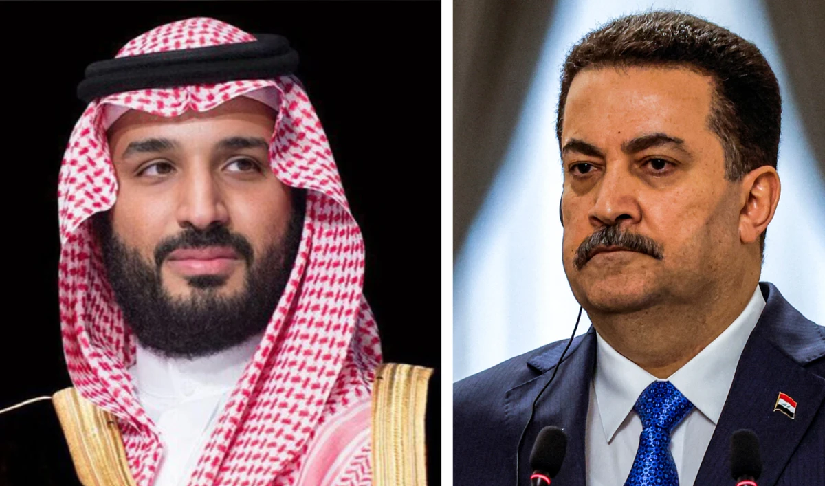 Crown Prince Mohammed bin Salman spoke with Mohammed Al-Sudani. (SPA/AFP)
