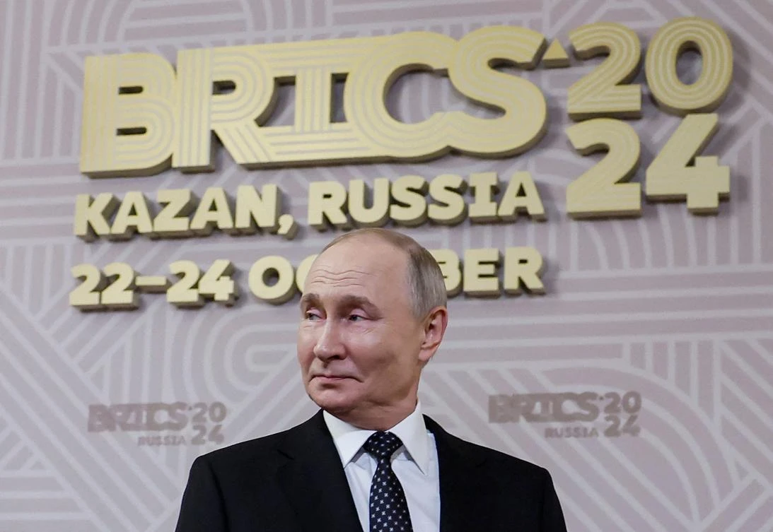 President Recep Tayyip Erdogan joins the BRICS summit in the Russian city of Kazan Wednesday at the invitation of his Russian counterpart Vladimir Putin. (AFP)