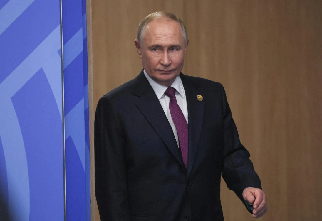 Russia’s President Vladimir Putin attends a meeting with Mauritania’s President Mohamed Ould Ghazouani on the sidelines of the BRICS summit in Kazan, Russia Oct. 24, 2024. (Reuters)