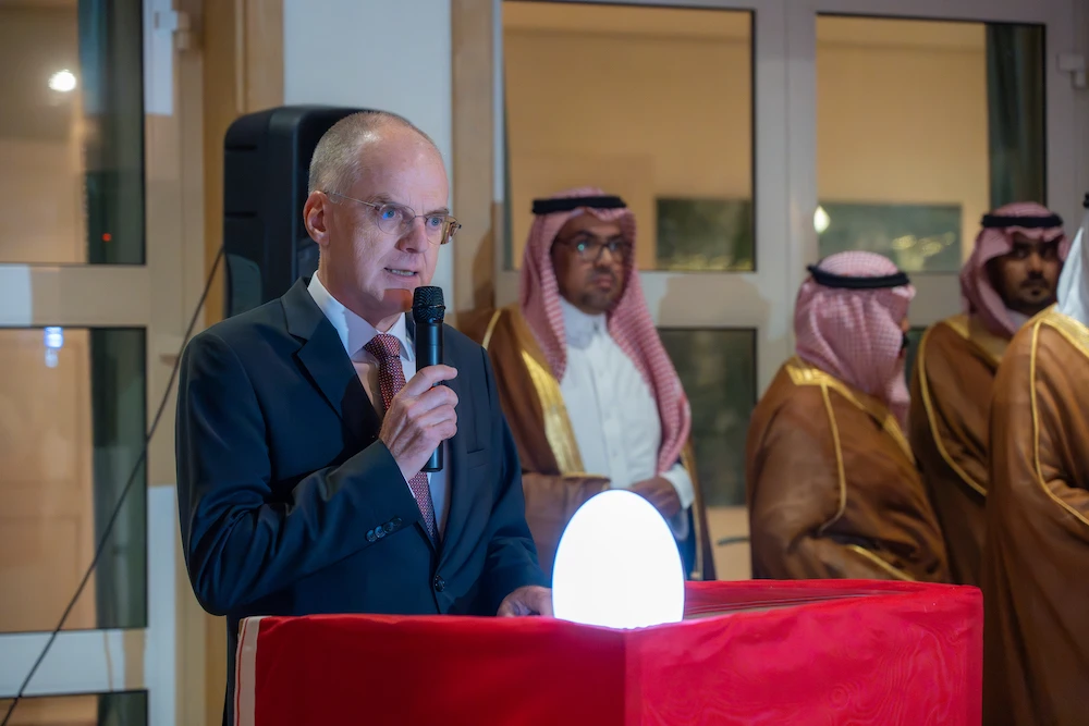 Oskar Wustinger, Ambassador of Austria to Saudi Arabia, speaking at a reception hosted by the Embassy of Austria in Riyadh to celebrate Austria’s National Day. (Jaafer Alsaleh)