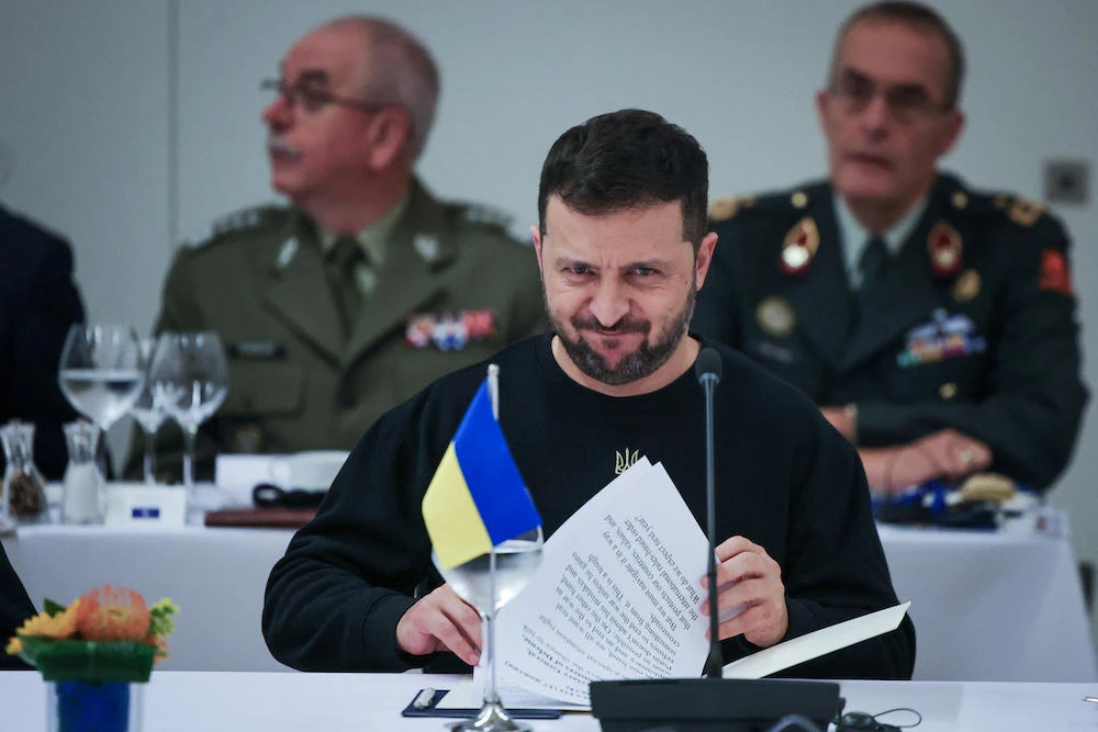G7 leaders have finalized details surrounding a $50 billion loan to aid Kyiv, backed by profits from Russian sovereign assets frozen after its invasion of Ukraine. Above, Ukrainian president Volodymyr Zelensky. (AFP file photo)