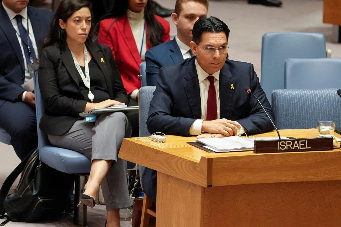 Israel’s Ambassador Danny Danon attends the United Nations Security Council meeting, following a ballistic missile attack on Israel, at UN headquarters in New York City, US, October 2, 2024. (Reuters)