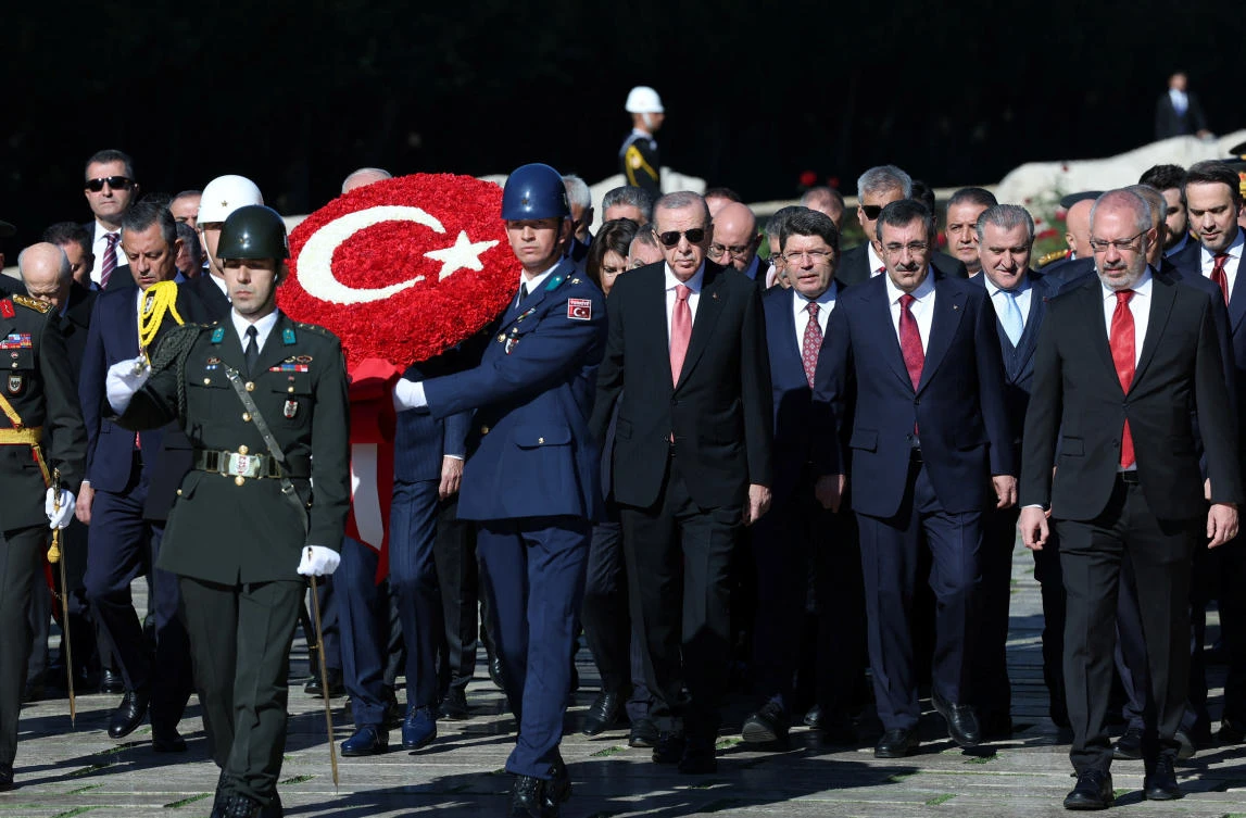 Recep Tayyip Erdogan attends a Republic Day ceremony at Anitkabir, the mausoleum of Mustafa Kemal Ataturk, to mark the republic’s 101st anniversary, Ankara, Turkiye, Oct. 29, 2024. (Reuters)