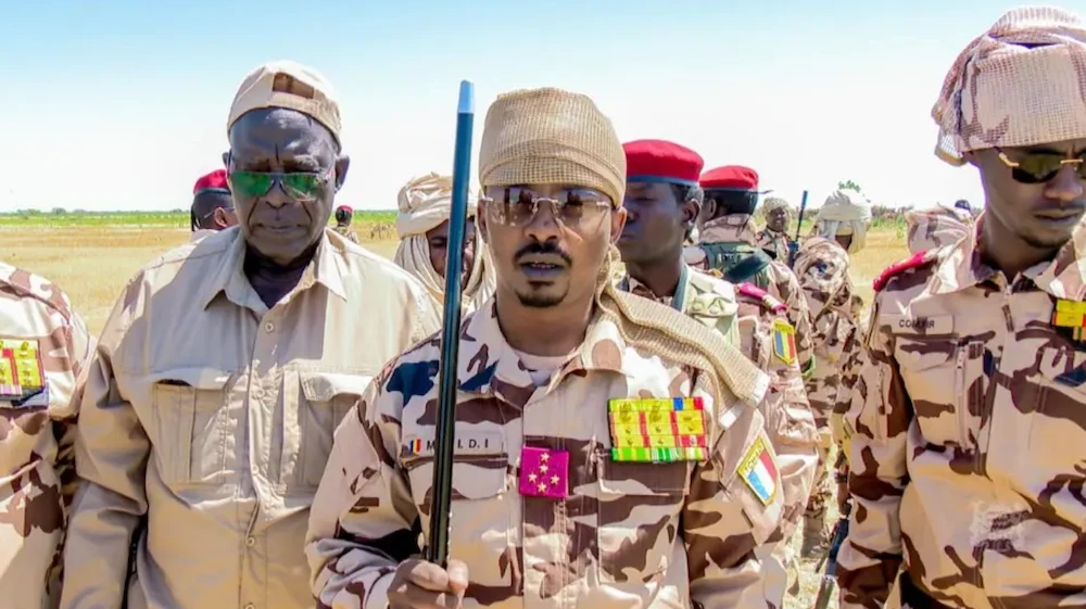 President Mahamat Deby's office released photos of him visiting troops on the ground. (Facebook/Chadian Presidency)