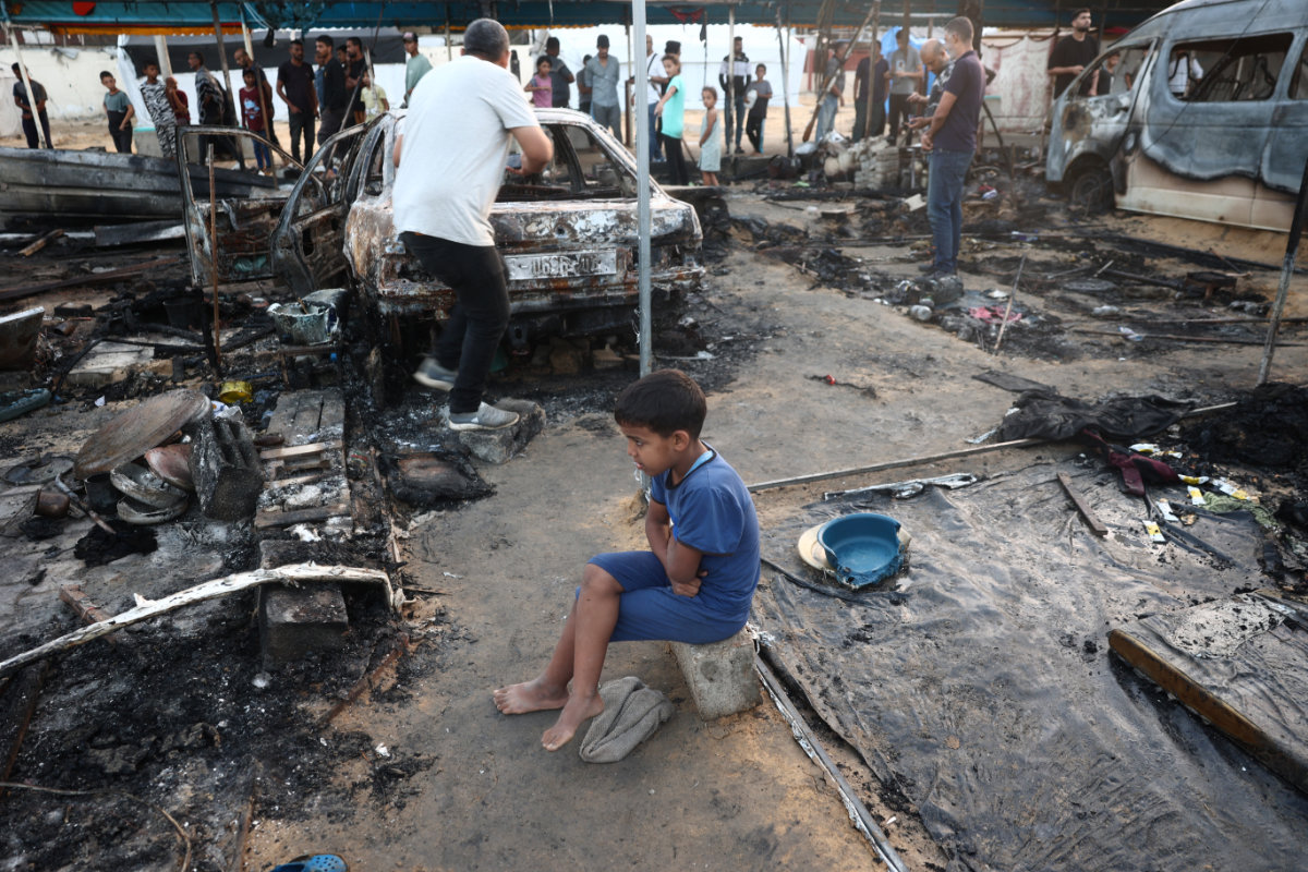 Aftermath of an Israeli strike that destroyed homes for displaced people in central Gaza Strip on Oct. 14, 2024. (AFP)