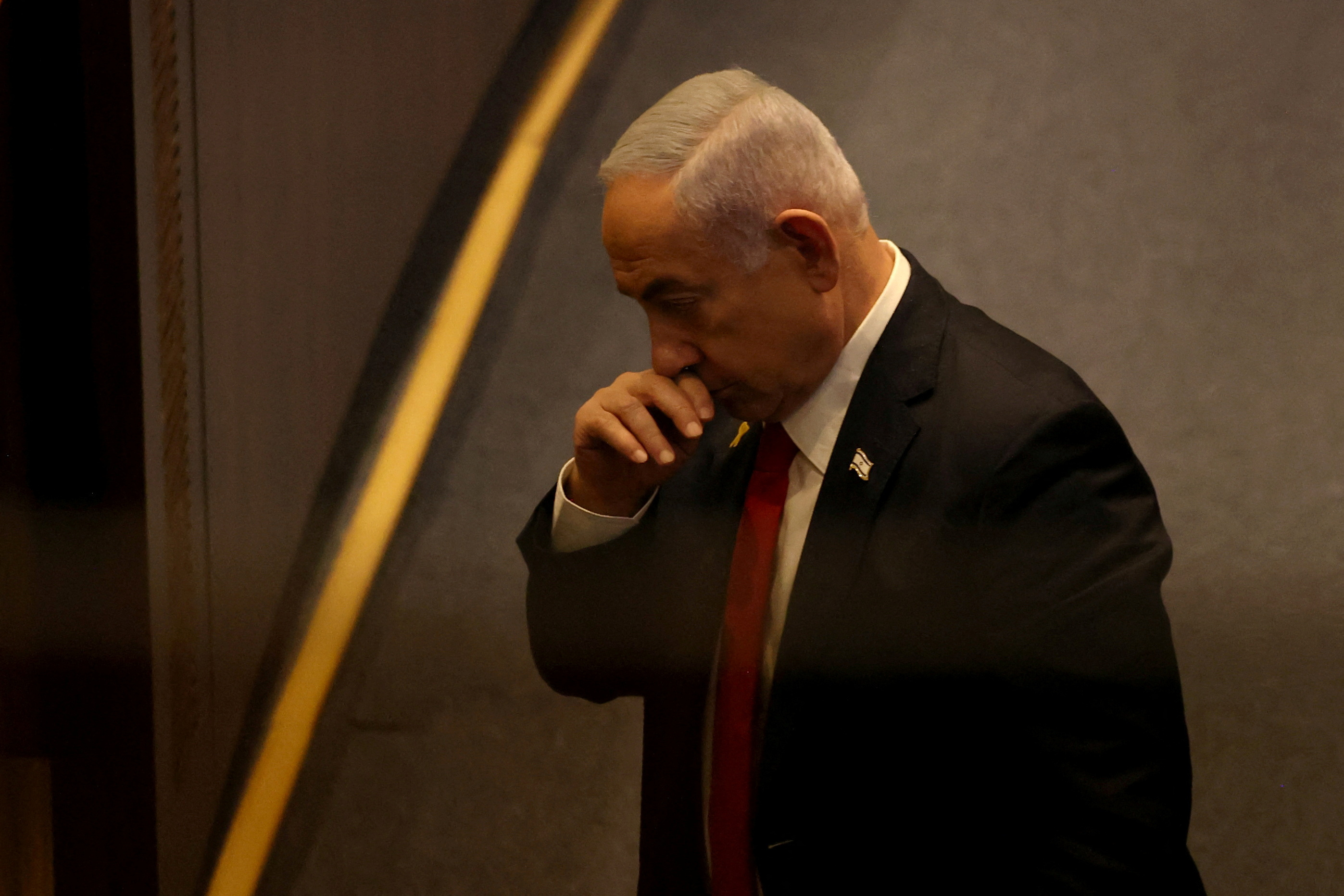 Israeli PMBenjamin Netanyahu attends discussion on subject of hostages kidnapped during the deadly Oct. 7 attacks. (Reuters)