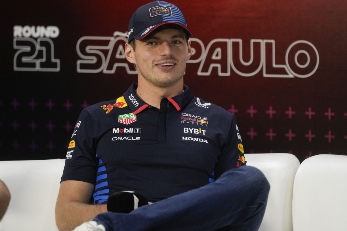 Red Bull driver Max Verstappen, of the Netherlands, attends a press conference ahead of the Brazilian Formula One Grand Prix at the Interlagos race track in Sao Paulo, Brazil, on Thursday. (AP)