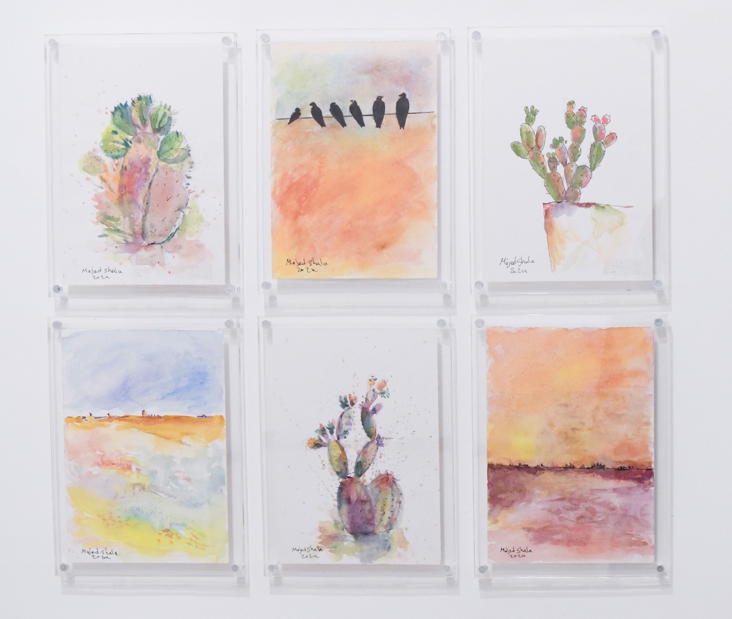 A selection of Majed Shala's work on display in Amman in 'Under Fire.' (Supplied)