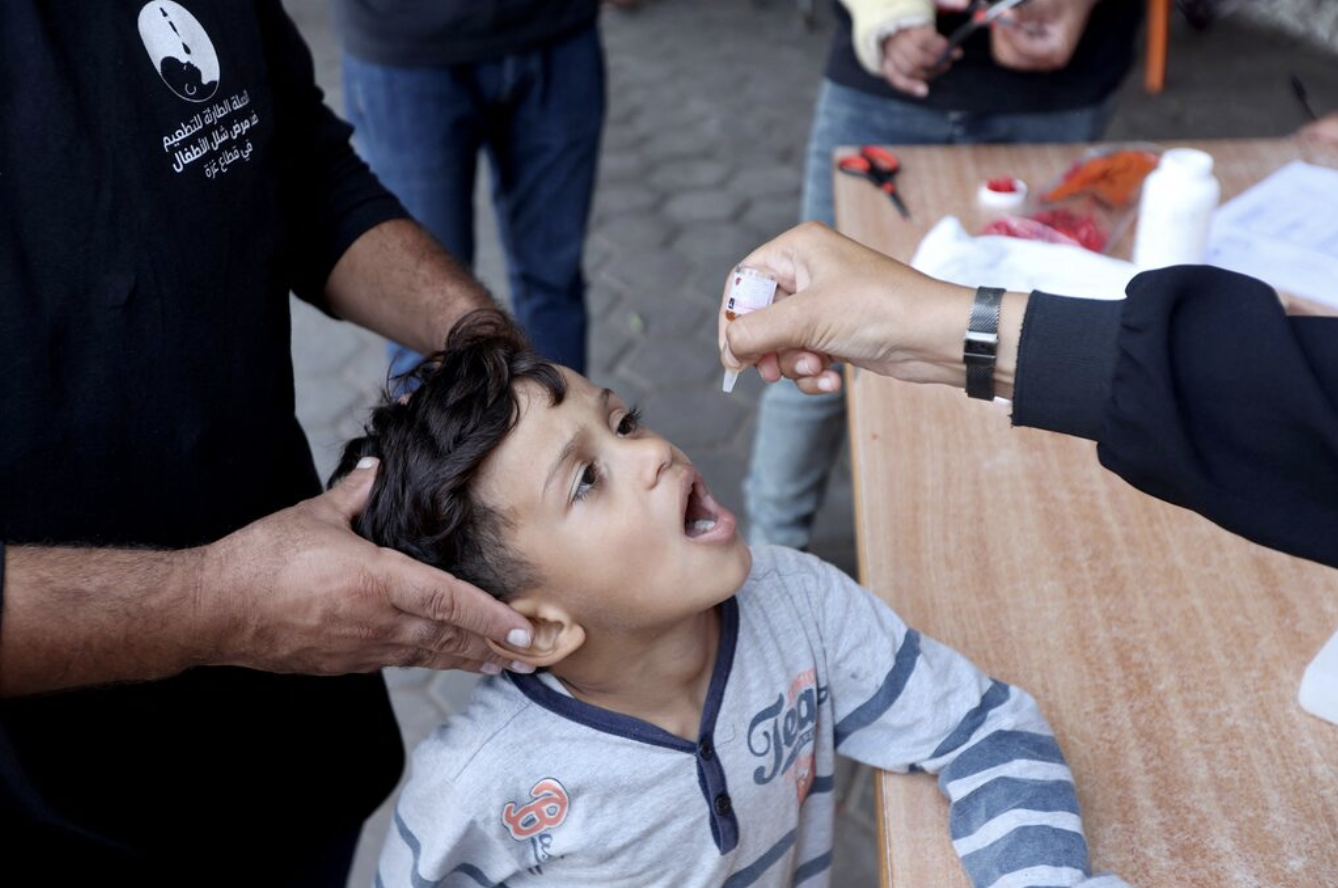 The third phase of a delayed polio vaccination campaign in Gaza will begin on Saturday, aid organizations said on Friday. (Reuters)