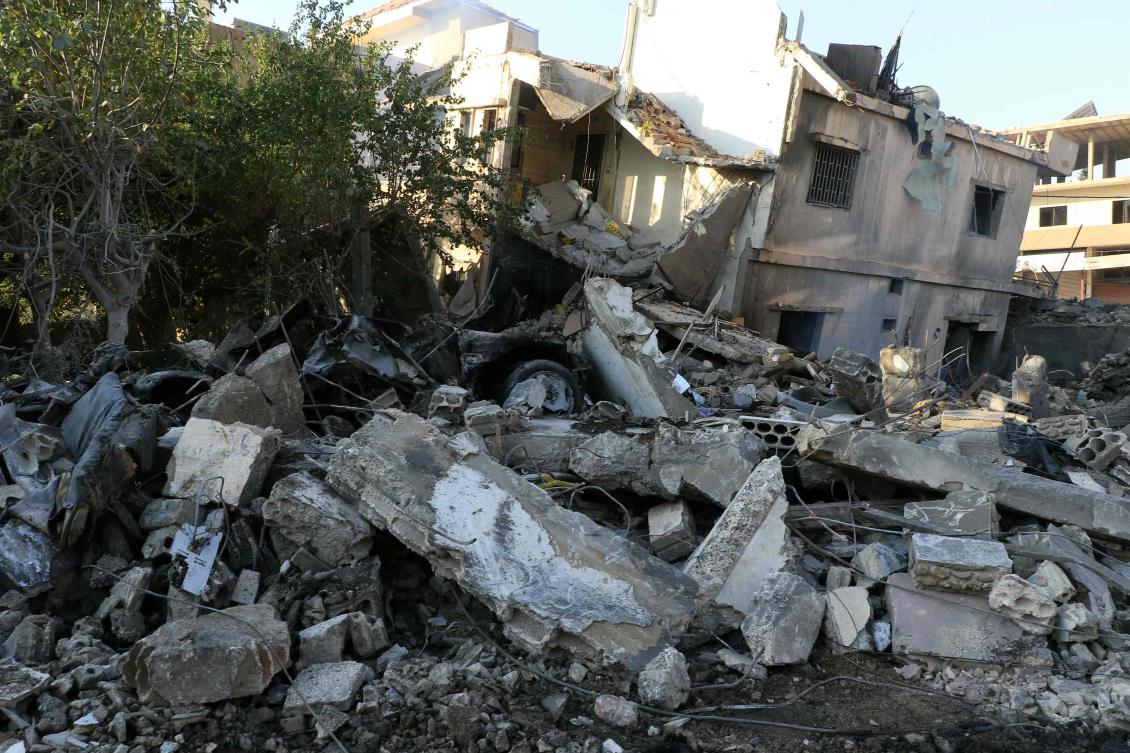 The rubble of a destroyed building is piled up following an Israeli strike in the village of Douris in the Baalbeck district of eastern Lebanon's Bekaa valley on November 1, 2024, amid the ongoing war between Israel and Hezbollah. (AFP)