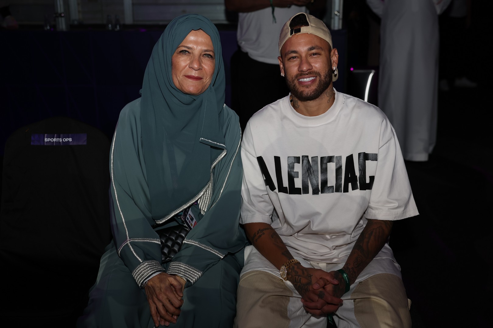 Saudi Tennis Federation President Arij Mutabagani and Neymar at the match between Elena Rybakina and Jasmine Paolini on Day 1 of the 2024 WTA Finals Riyadh. (Getty images)