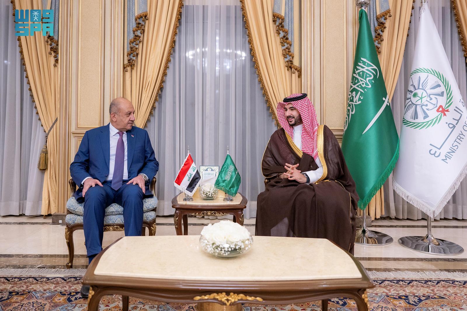 Saudi Defense Minister Prince Khalid bin Salman and his Iraqi counterpart Thabet Al-Abbasi signed a memorandum of understanding on Monday aimed at strengthening cooperation in the military field. (SPA)