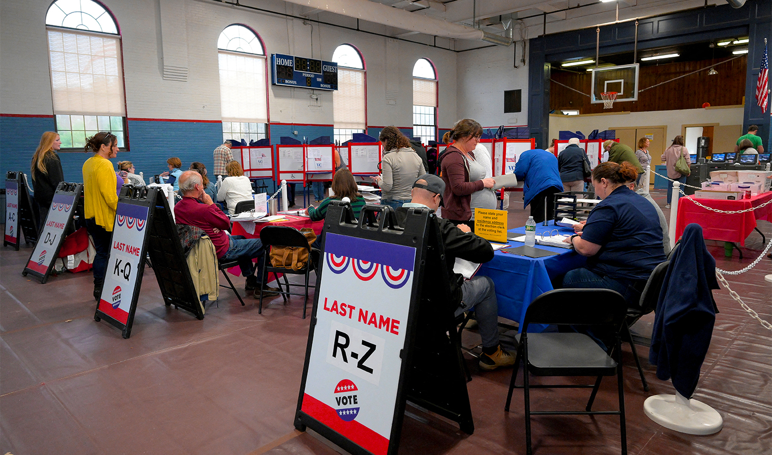 People vote at New Begin Hall during the 2024 U.S. presidential election on Election Day, in Gray, Maine, US, on November 5, 2024. (REUTERS)