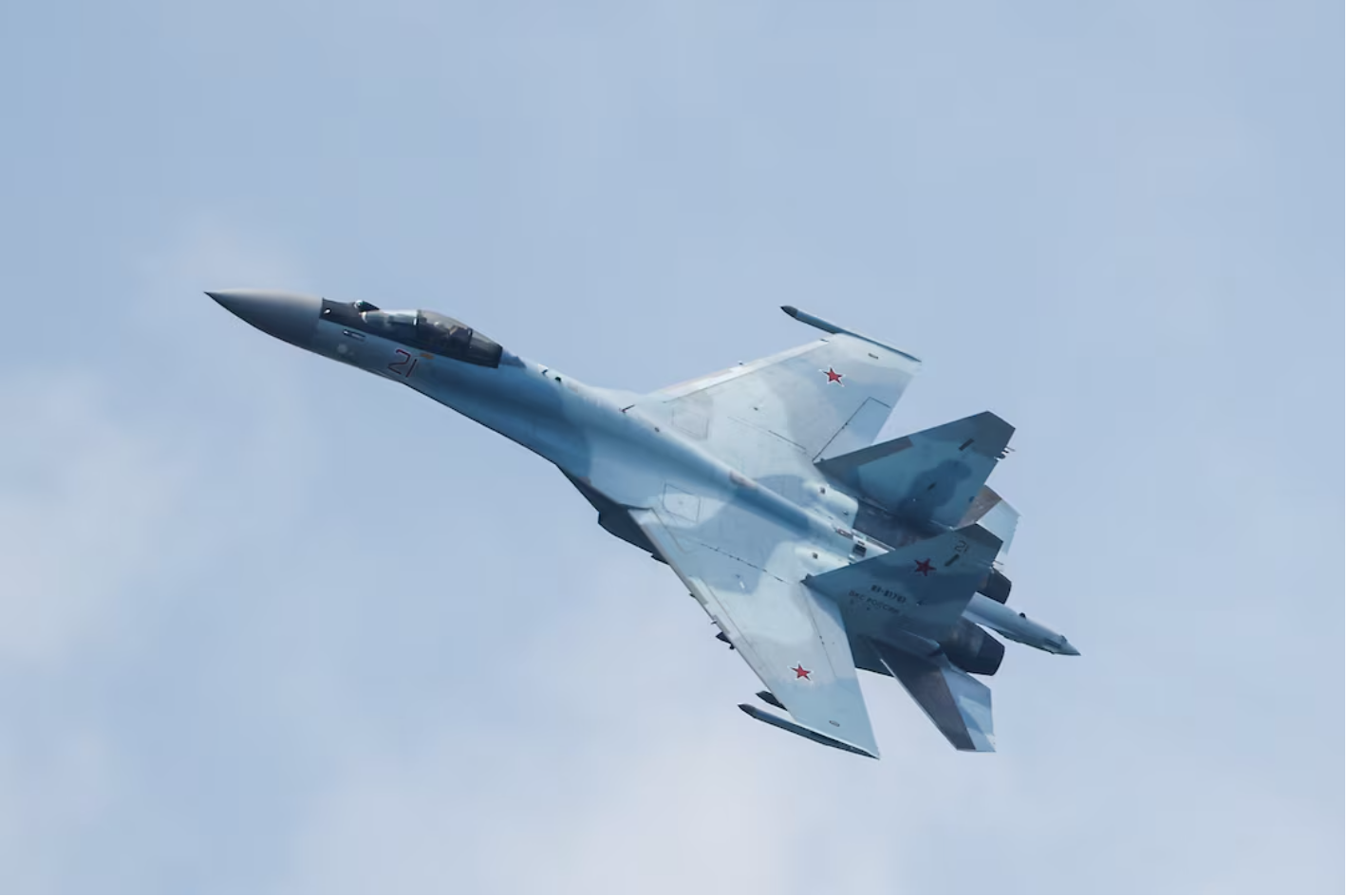 A Russian Sukhoi Su-35S jet fighter performs a flight (Reuters)
