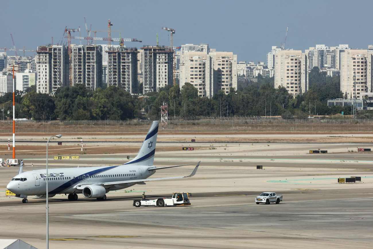 A picture shows an airplane on the tarmac at Israel’s Ben Gurion airport near Tel Aviv on November 6, 2024. (AFP)