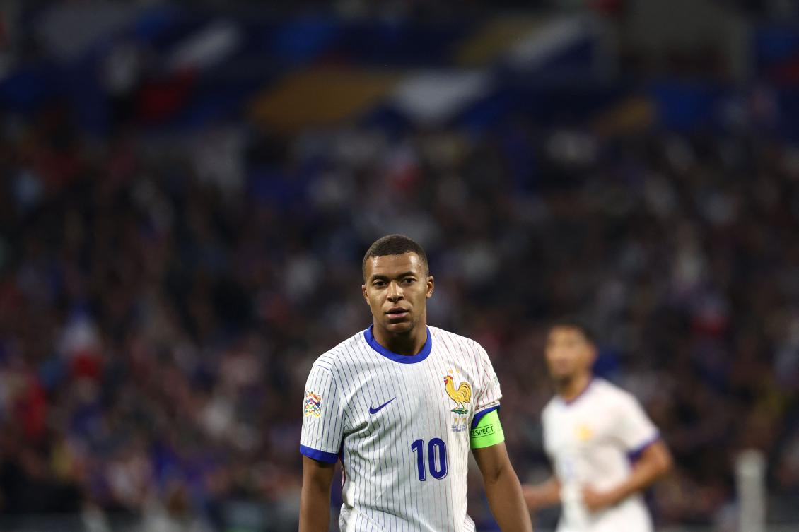 France’s forward Kylian Mbappe looks on during their UEFA Nations League, League A — Group 2 first leg match against Belgium at the Parc Olympique Lyonnais in Lyon on Sept. 9, 2024. (AFP/File)