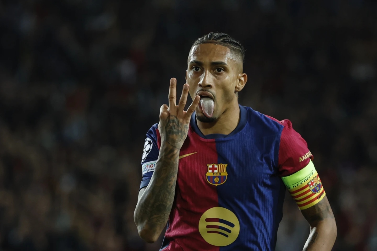While the entire Barcelona team improved under new coach Hansi Flick, no player has made such a leap forward this season as Raphinha. (AP)