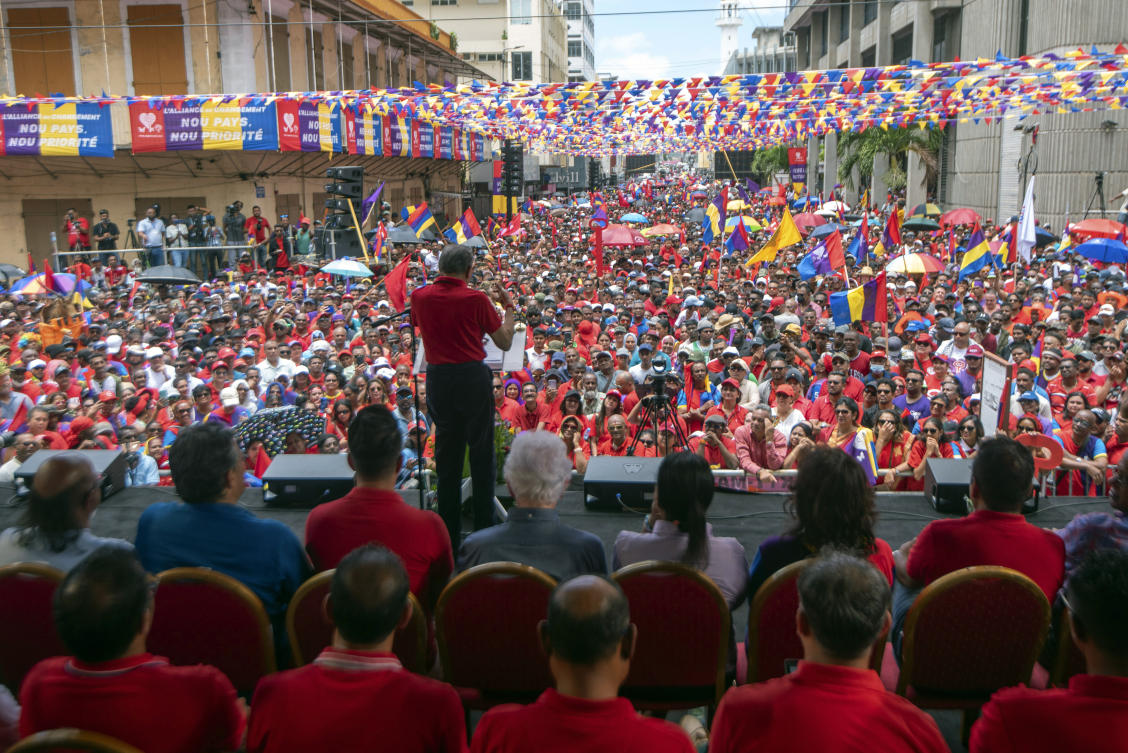 An election rally is held in the Mauritian capital, Port Louis, Sunday, Nov. 3, 2024 ahead of elections to be held this weekend. (AP)