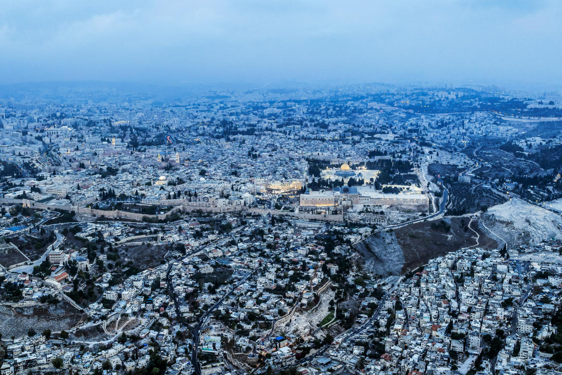 A drone picture shows a general view of Jerusalem and its Old City before sunset. (File/Reuters)