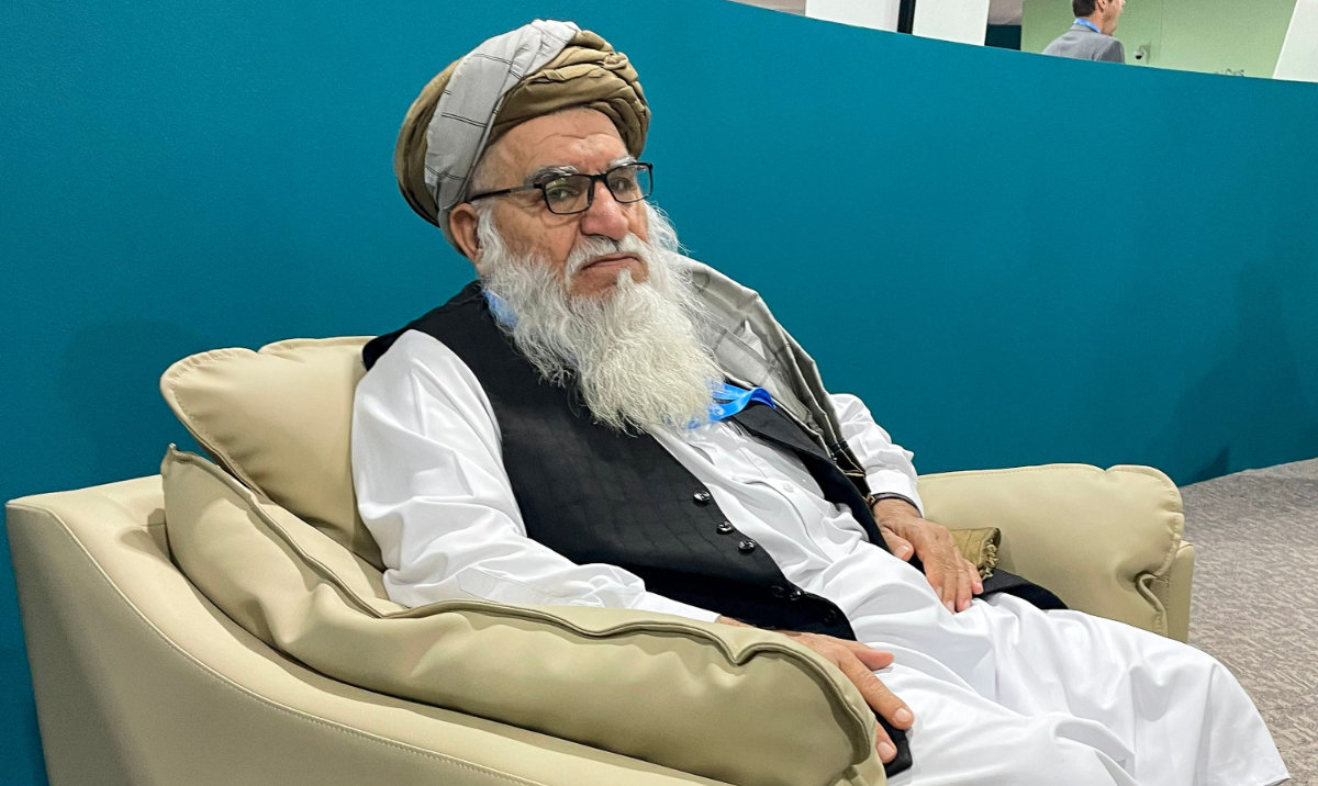 Mawlawi Matiul Haq Khalis, director-general of Afghanistan's National Environmental Protection Agency (NEPA) meets with the media on the sidelines of the United Nations Climate Change Conference (COP29) in Baku on November 11, 2024. (AFP)