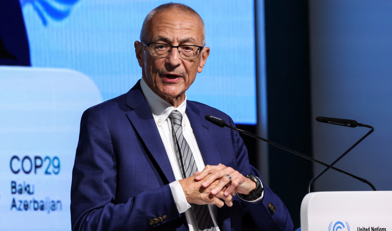 White House Senior Advisor for Clean Energy and International Climate Policy, John Podesta, holds a press conference during the United Nations climate change conference COP29 in Baku, Azerbaijan November 11, 2024. (Reuters)