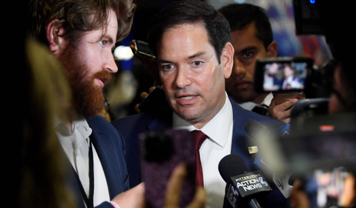US Senator Marco Rubio, Republican of Florida, speaks to the press ahead of the presidential debate between US Vice President and Democratic presidential candidate Kamala Harris and former US President and Republican presidential candidate Donald Trump at the National Constitution Center in Philadelphia, Pennsylvania, on September 10, 2024. (AFP)