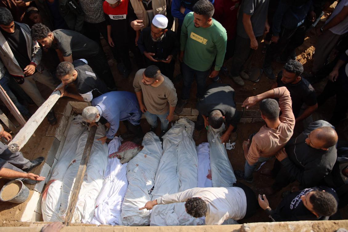 Palestinians bury the bodies of victims killed in Israeli strikes at a cemetery in Jabalia in the northern Gaza Strip on November 10, 2024. Israel’s military has been conducting a sweeping air and ground assault in northern Gaza since October 6, 2024, particularly around Jabalia, Beit Lahia and Beit Hanoun, saying it aims to prevent Hamas regrouping. (AFP)