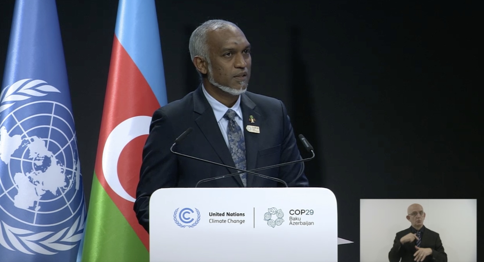 Maldives President Mohamed Muizzu emphasized that small island developing states require trillions, not billions, of dollars in climate finance.