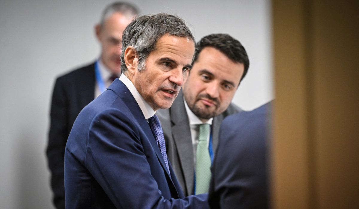 Director General of the International Atomic Energy Agency (IAEA) Rafael Mariano Grossi attends an interview with AFP in Baku on November 12, 2024, during the United Nations Climate Change Conference (COP29). (AFP)