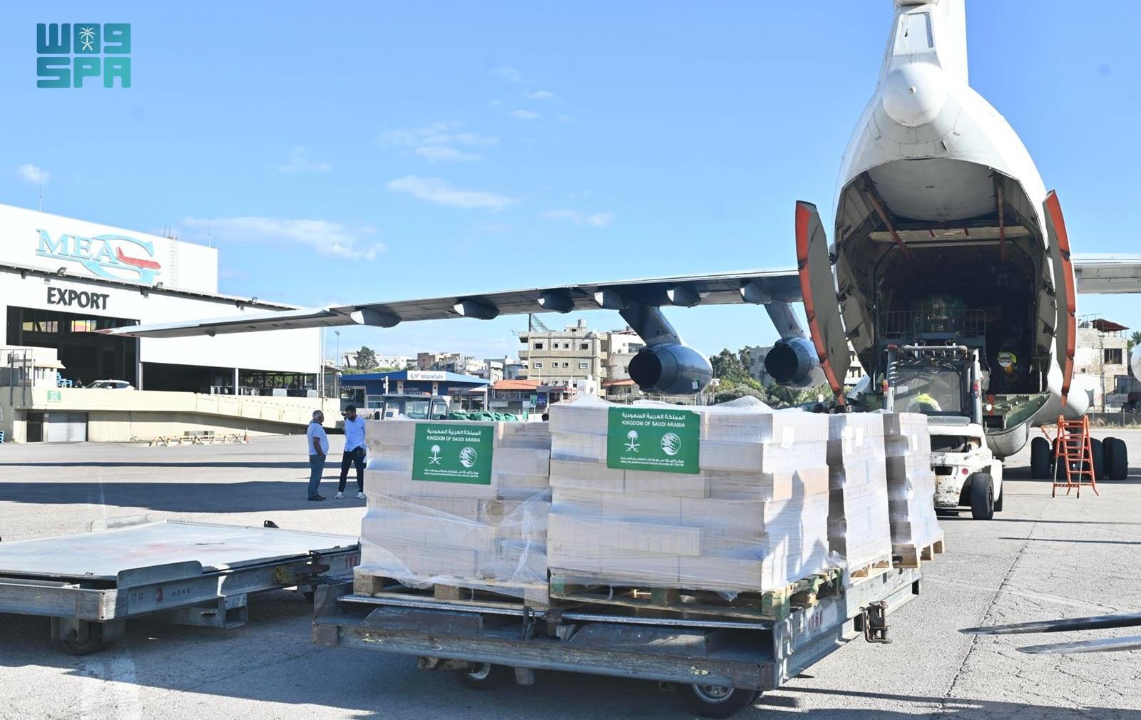 The 23rd Saudi plane carrying aid for Lebanese people has landed on Wednesday at Beirut’s Rafic Hariri International Airport. (SPA)