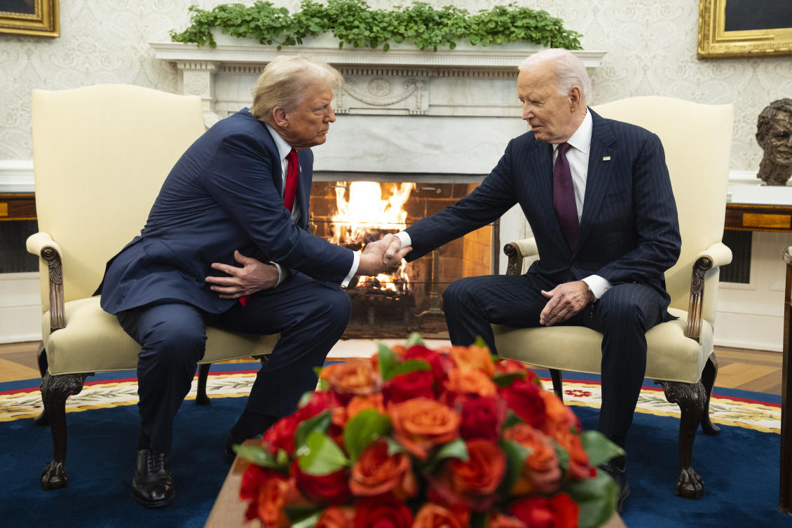 Trump makes a victor’s return to Washington and pledges a ‘smooth’ transition of power from Biden
