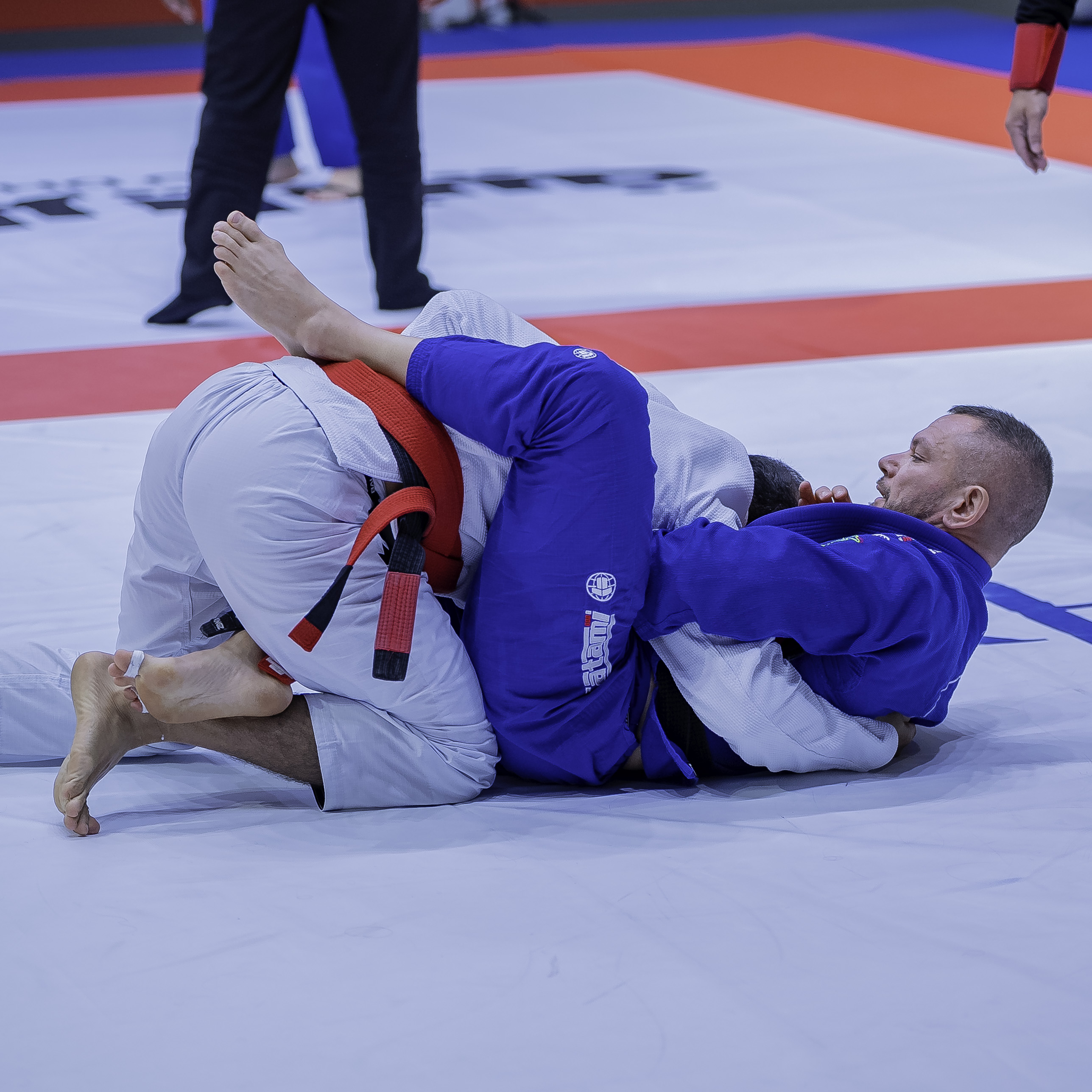Swiss jiu-jitsu athlete Gionathan Campana (right) at the Abu Dhabi World Masters Jiu-Jitsu Championship. (UAEJJF)