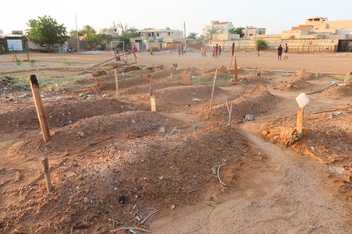 Graves are seen in a residential area in Omdurman, Sudan, November 10, 2024. (REUTERS)
