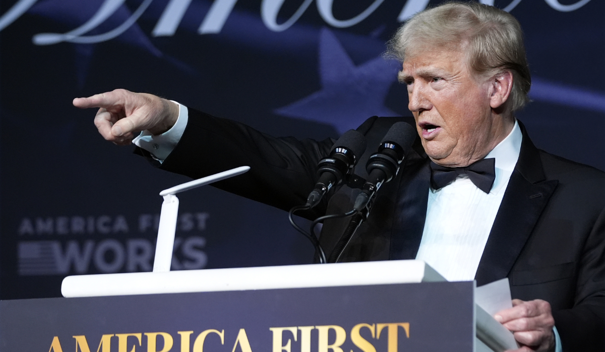 President-elect Donald Trump speaks during an America First Policy Institute gala at his Mar-a-Lago estate, Thursday, Nov. 14, 2024, in Palm Beach, Fla. (AP)