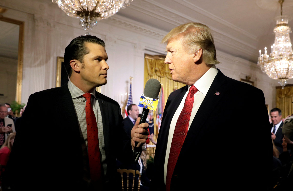 US President Donald Trump is interviewed by Fox and Friends co-host Pete Hegseth at the White House in Washington on April 6, 2017. (REUTERS/File Photo)