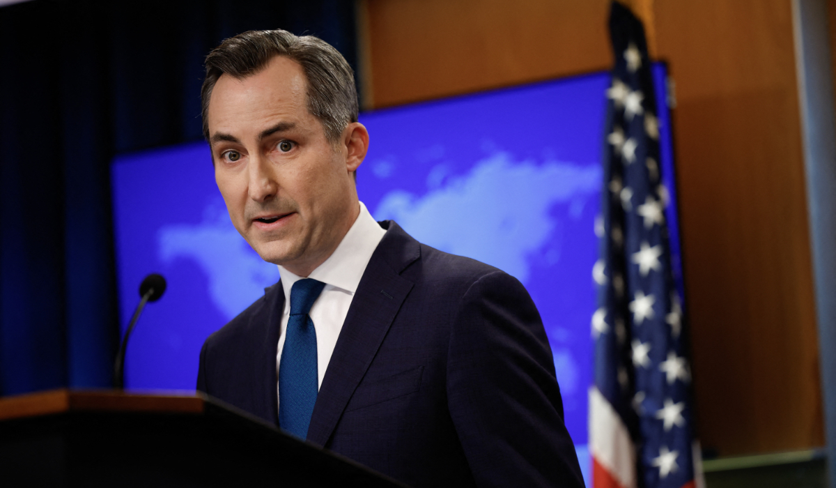 State Department spokesperson Matthew Miller speaks at the State Department on October 01, 2024 in Washington, DC. (AFP)