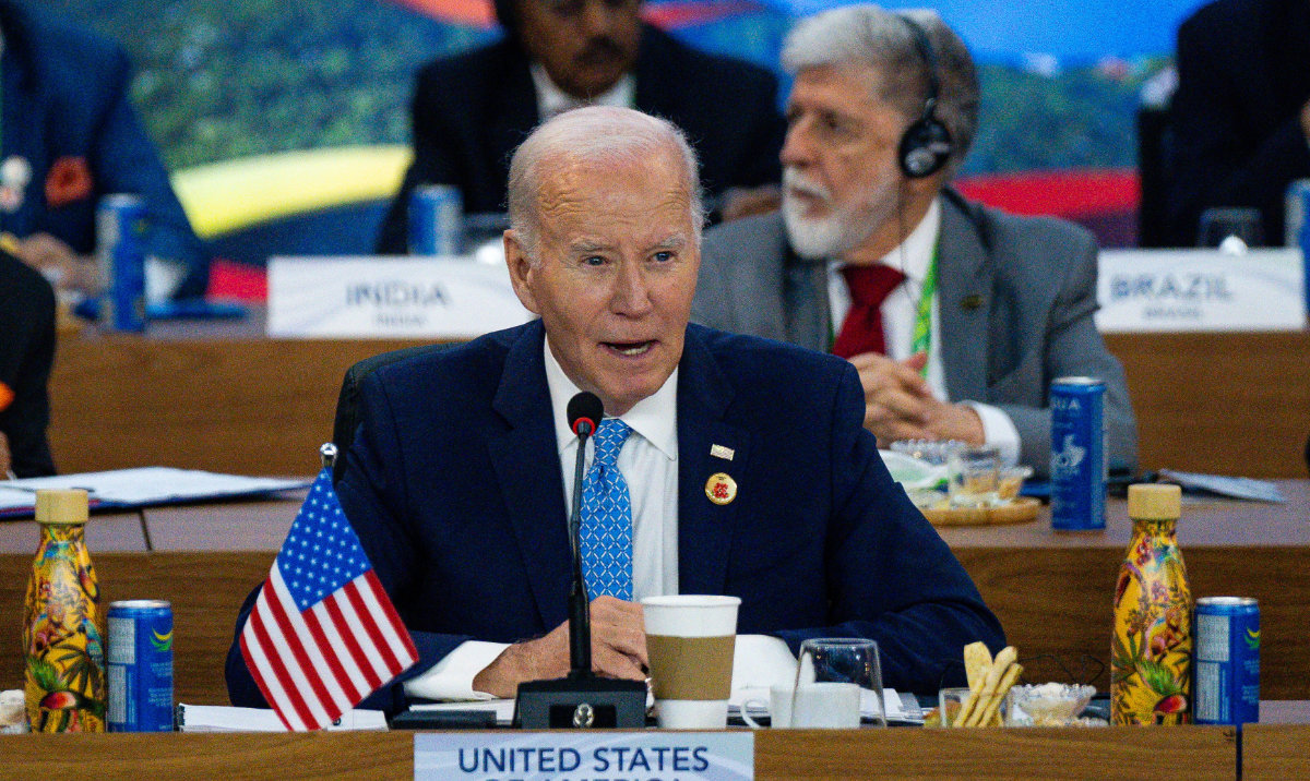 US President Joe Biden delivers remarks during an event launching the Global Alliance Against Hunger and Poverty at the G20 Summit at the Museum of Modern Art in Rio de Janeiro, Brazil on Monday, Nov. 18, 2024. (Reuters)