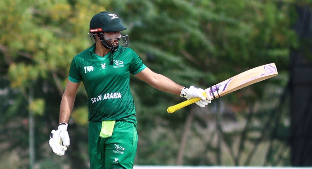 Abdul Waheed’s century proved in vain as Saudi Arabia lost to Bahrain in their first match of the ICC Men’s T20 World Cup Asia Qualifier B in Doha, Qatar. (AN Photo/Subas Humagain)