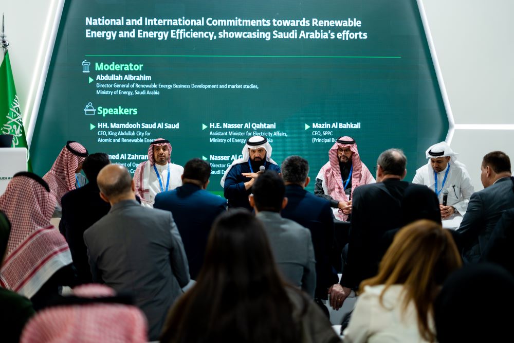 A panel discussion at the Saudi Pavilion during COP29. (AN Photo)
