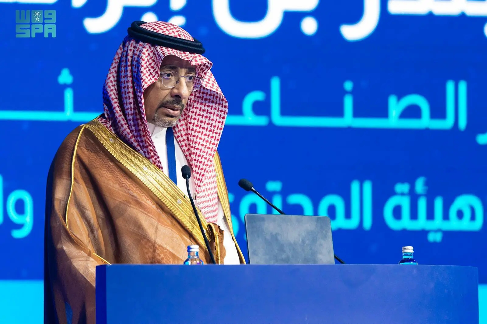 Saudi Minister of Industry and Mineral Resources Bandar Alkhorayef speaks at second edition of the Local Content Forum in Riyadh. SPA