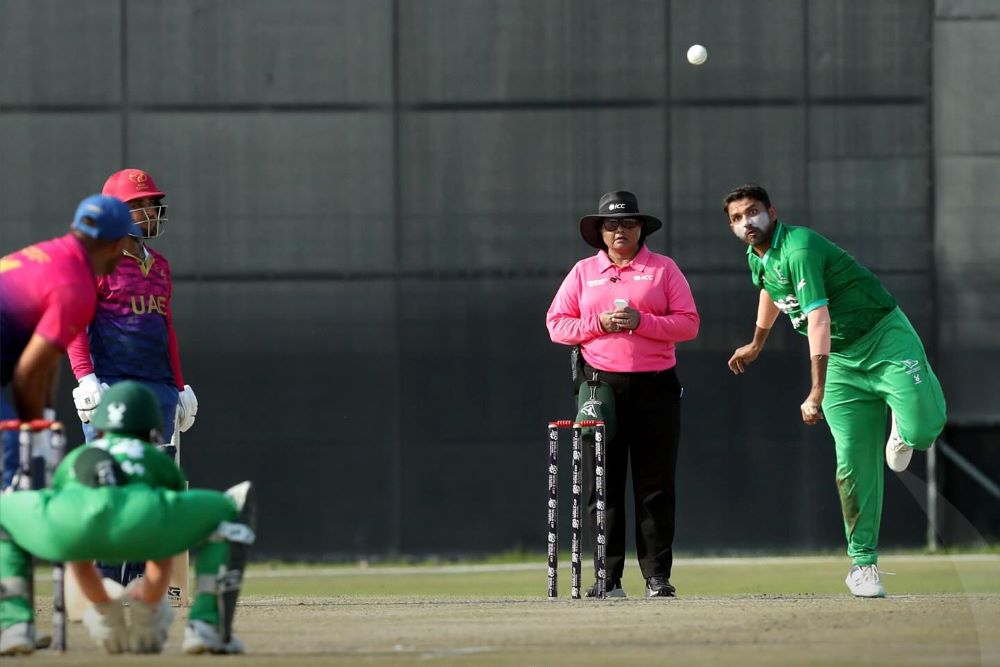 The UAE beat Saudi Arabia by 17 runs to go top of the table. (Qatar Cricket Association)