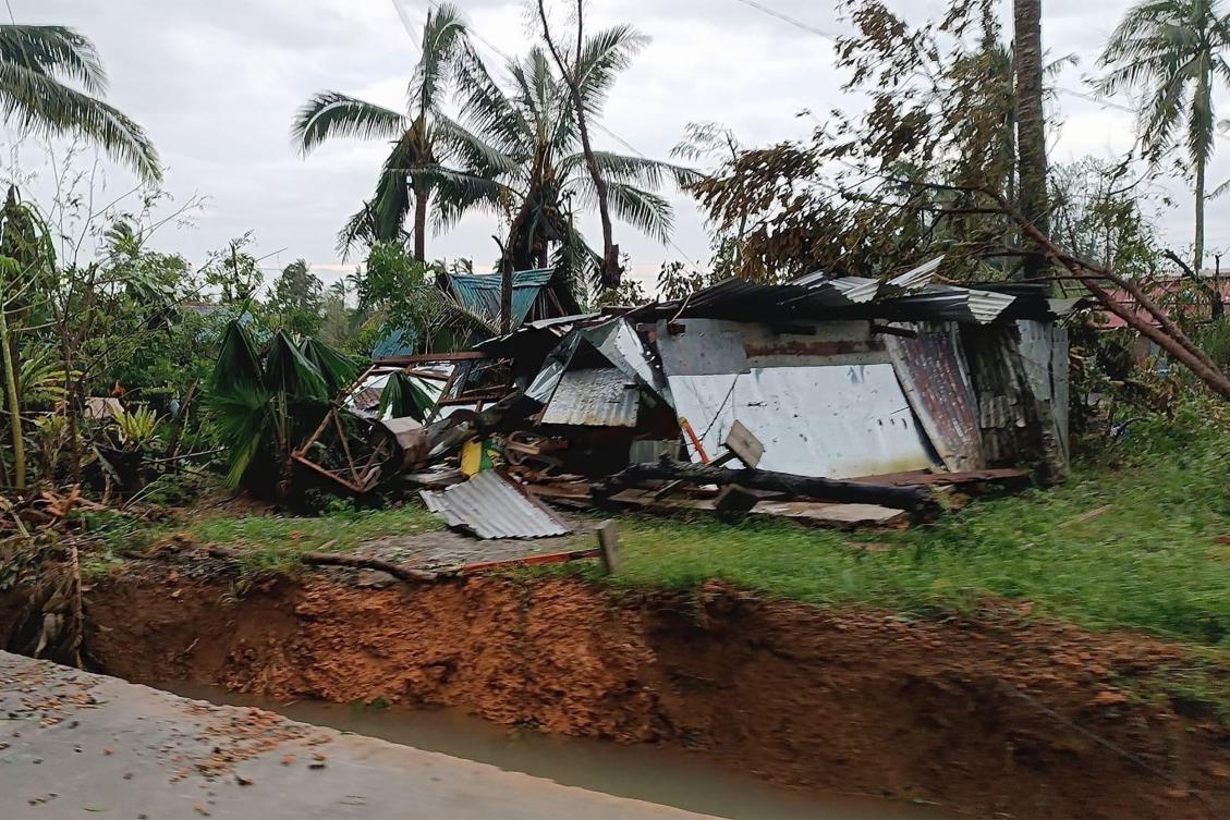This handout photo from Marissa Cueva Alejandro taken and received on November 17, 2024 shows a damaged house during the aftermath of Super Typhoon Man-Yi in Virac, Catanduanes province. (AFP)