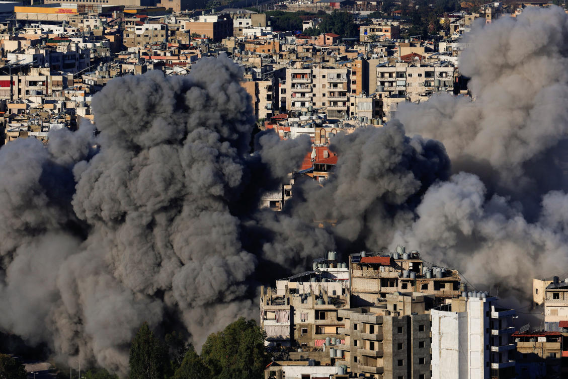 Smoke billows over Beirut’s southern suburbs after an Israeli strike as seen from Baabda, Lebanon on Nov. 22, 2024. (Reuters)